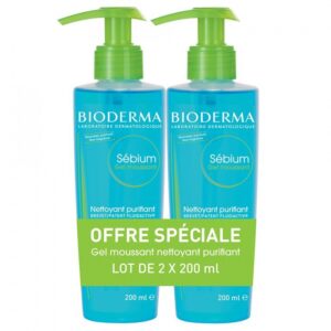 Bioderma - Sébium Gel Moussant Nettoyant Purifiant Lot de 2 x 200 ml