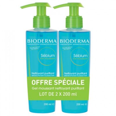 Bioderma - Sébium Gel Moussant Nettoyant Purifiant Lot de 2 x 200 ml