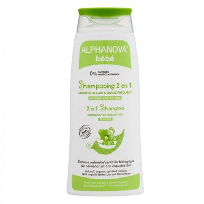 Alphanova bébé - Shampooing 2 en 1 BIO - Croutes de lait - Usage fréquent - 200ml