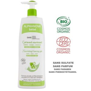 Alphanova bébé - Gel lavant nourissant BIO - Corps, visage, cheveux - 500ml