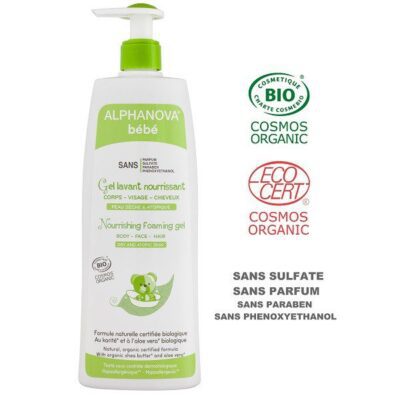 Alphanova bébé - Gel lavant nourissant BIO - Corps, visage, cheveux - 500ml