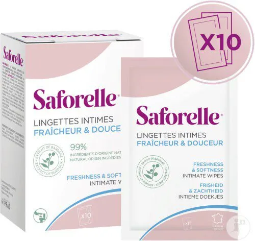 Saforelle - Lingettes intimes fraicheur & douceur 10 lingettes