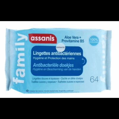 Assanis Family - Lingettes Anti-Bactériennes - 64 lingettes