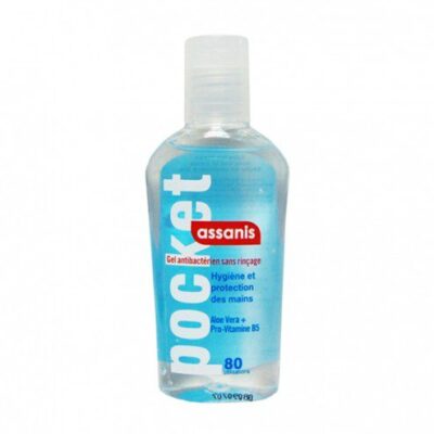 Assanis pocket - Gel hydroalcoolique sans rinçage pour les mains - Aloe vera + Vitamine B - 80ml