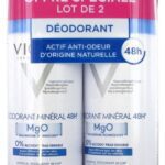 Déodorant minéral 48H - MgO - 0% d'alcool - Peau sensible - Lot de 2 x 125ml