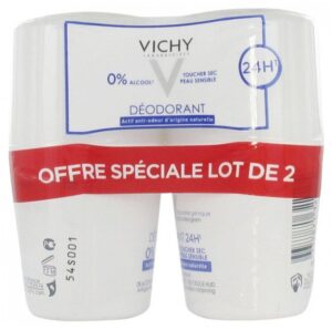 Déodorant actif anti-odeur d'origine naturelle - 24h - 0% d'alcool - Toucher sec, peau sensible - Lot de 2 x 40ml
