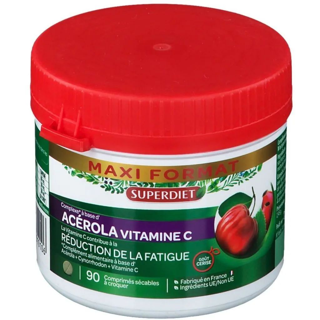Acérola vitamine C - Goût cerise - 90 comprimés