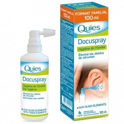 Quies - Docuspray - Hygiène de l'oreille - Élimine les résidus de cérumen - Format familial - 100ml