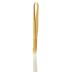 Pince à épiler - Mors biais, inox doré à l'or fin - 8 cm - Fabrication française