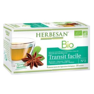 Herbesan BIO - Infusion naturellement aromatisée - Transit facile - Saveur menthe - 20 sachets