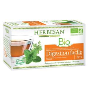 Herbesan BIO - Infusion naturellement aromatisée - Digestion facile - Saveur menthe - 20 sachets