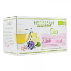 Herbesan BIO - Infusion naturellement aromatisée - Allaitement - Saveur citron - 20 sachets