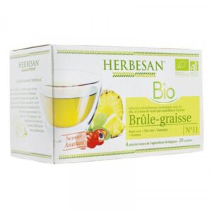 Herbesan BIO - Infusion naturellement aromatisée - Brûle-graisse - Saveur ananas - 20 sachets