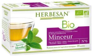 Herbesan BIO - Infusion naturellement aromatisée - Minceur - Saveur menthe - 20 sachets