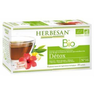 Herbesan BIO - Infusion naturellement aromatisée - Détox - Saveur citron - 20 sachets