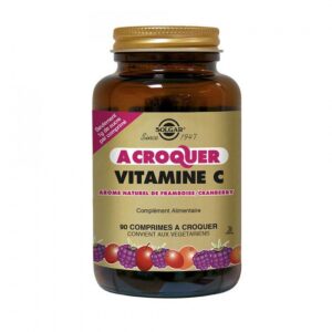 Solgar - Vitamine C 500mg - Ârome naturel de framboise / Cramberry - À croquer - Complément alimentaire - 90 comprimés