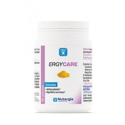 ERGYCARE - Complément alimentaire à base de Curcuma - Propriétés antioxydantes et participe au bon équilibre nerveux - 60 gélule