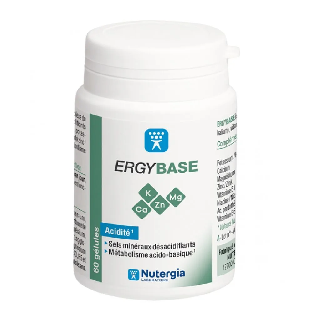 ERGYBASE - Sels minéraux désacidifiants - Métabolisme acido-basique - 60 gélules