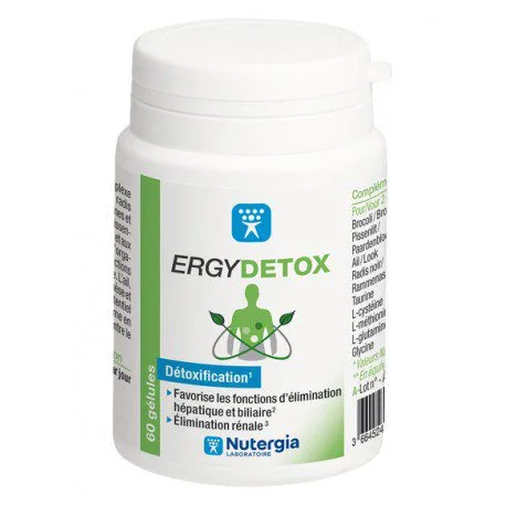 ERGYDETOX - Détoxification - Favorise les fonctions d'élimination hépatique et biliaire, élimination rénale - 60 gélules