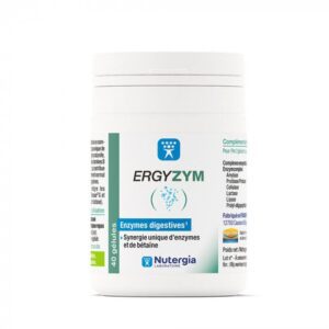 ERGYZYM - Enzymes digestives - Synergie unique d'enzymes et de bétaïne - 40 gélules