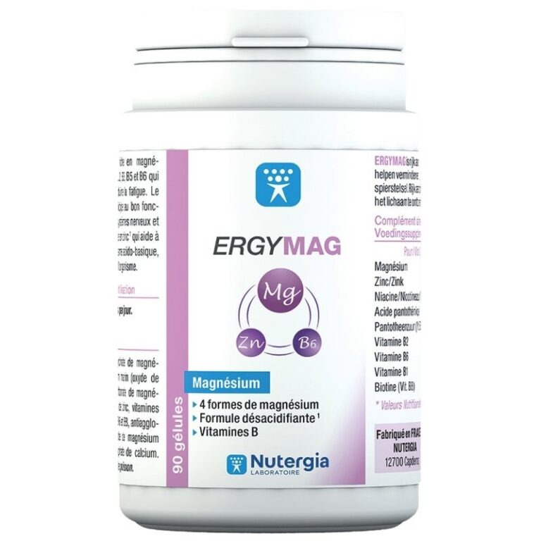 ERGYMAG - Magnésium - 4 formes de magnésium, formule désacidifiante, vitamines B - 90 gélules