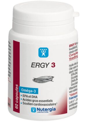 ERGY3 - Oméga 3 - EPA et DHA, acides gras essentiels, soutien cardiovasculaire - 60 capsules