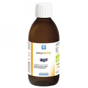ERGYOPTYL - Complément alimentaire à base de myrtille, cassis, ginkgo, olivier et oligoéléments - 250ml