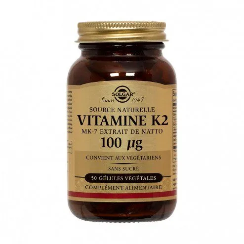 Solgar - Vitamine K2 - MK7 extrait de natto 100ug - Compélment alimentaire - 50 gélules végétales