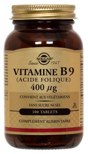 Solgar - Vitamine B9 (Acide folique) 400ug - Complément alimentaire - 100 comprimés