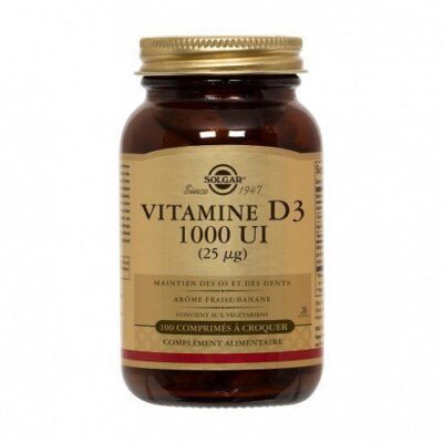 Solgar - Vitamine D3 1000UI - Maintien des os et des dents - Complément alimentaire - 100 comprimés à croquer