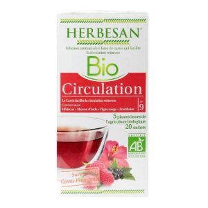 Herbesan BIO - Infusion naturellement aromatisée - Circulation - Saveur cassis-framboise - 20 sachets