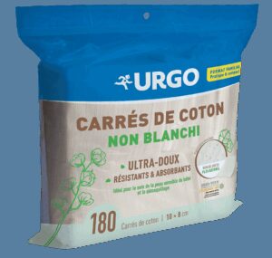 URGO - Carrés de Coton Non-Blanchi - 10cm x 8cm - Paquet de 180 carrés de coton