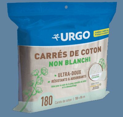 URGO - Carrés de Coton Non-Blanchi - 10cm x 8cm - Paquet de 180 carrés de coton
