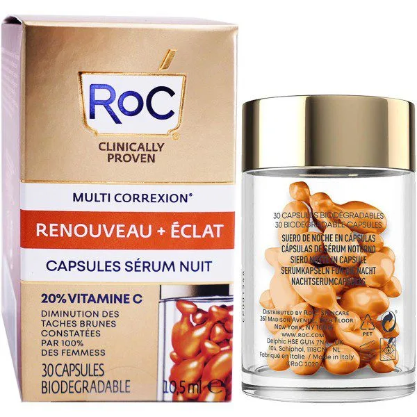 RoC - Capsules sérum nuit - Renouveau + Éclat 10,5ml