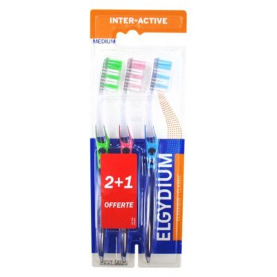 Elgydium - Brosse à dents inter-active medium lot de 3