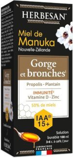 Herbesan - Solution buvable gorge et bronches au miel de manuka 100ml