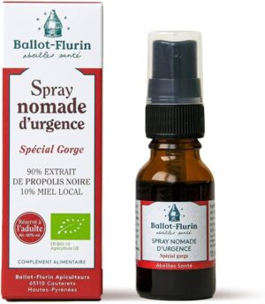 Ballot-Flurin - Spray nomade d'urgence spécial gorge Propolis noire/miel 15ml