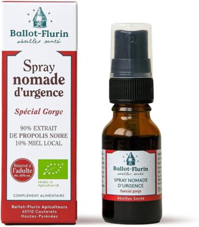 Ballot-Flurin - Spray nomade d'urgence spécial gorge Propolis noire/miel 15ml