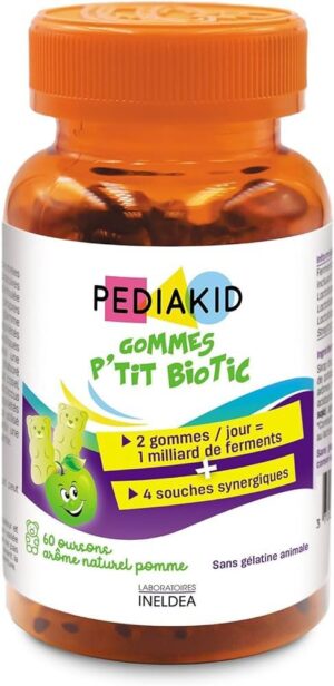 Pediakid - Gummies oursons p'tit biotic goût pomme 60 gommes