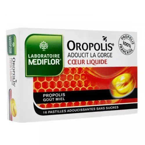 Oropolis - Pastilles adoucissantes propolis goût miel cœur liquide 16 pastilles