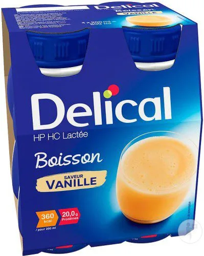 Delical - Boisson lactée HP HC goût vanille 4x200ml