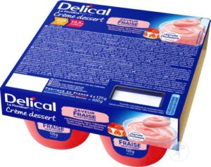 Delical - Crème dessert la floridine HP HC goût fraise façon pâtissière 4x125g