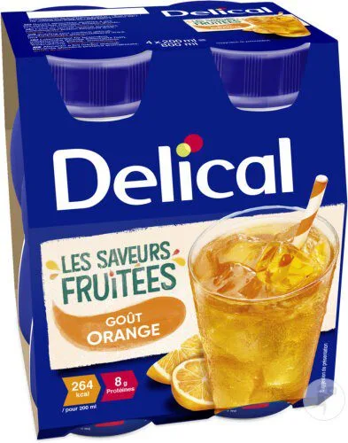 Delical - Boisson fruitée goût orange 4x200ml
