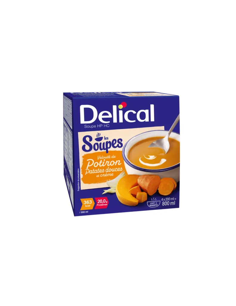 Delical - Soupe protéiné de potiron/patates douce et crème 4x200ml