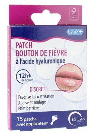 Care+ - Patch bouton de fièvre à l'acide hyaluronique 15 patchs