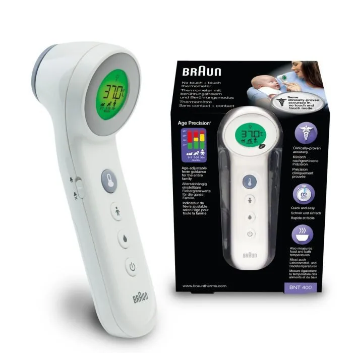 Braun - Thermomètre sans contact fièvre (+ température nourriture/bain)