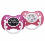 Dodie 2 sucettes anatomiques silicone 6 mois et + A28 / Je suis une princesse + Licorne