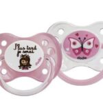 Dodie 2 sucettes +6 mois duo fille papillon/princesse a13