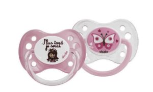 Dodie 2 sucettes +6 mois duo fille papillon/princesse a13