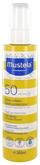 Mustela - Spray Solaire Haute Protection Bébé-Enfant-Famille SPF50 200 ml